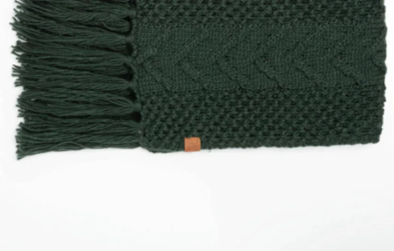 Scarves with ethnic embroidery -Winter Haven Scarf In Hunter Green