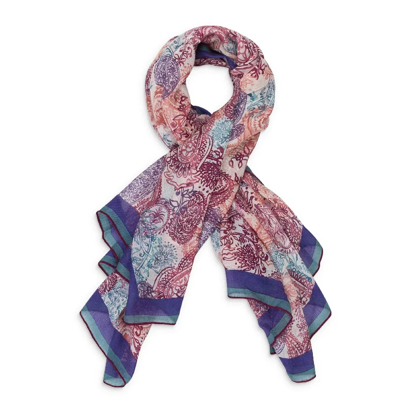 Scarves with faint patterns -CASHMERE PAISLEY PRINT MULTICOLOR SCARF