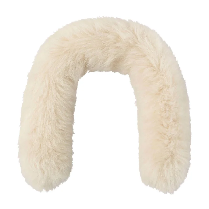 Scarves with holiday patterns -Nuri Lambskin Collar In Off White