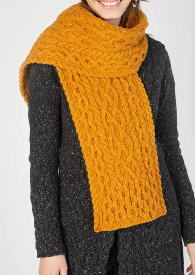 Scarves for weddings -IrelandsEye Aran Luxe Scarf | Mustard