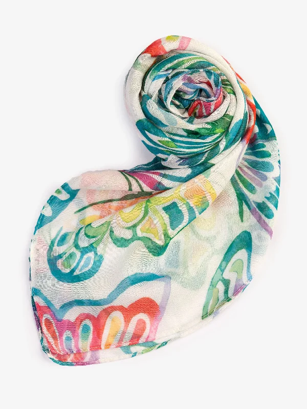 Shawls with elegant fringe-Printed Viscose Scarf