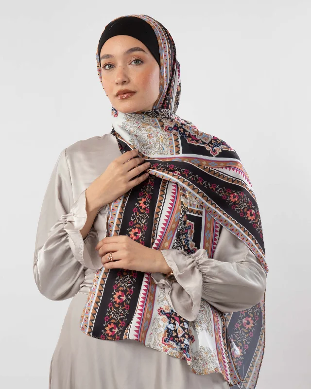 Scarves with paisley designs -Printed Satin Scarf