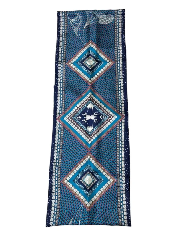 Scarves for casual outfits -Baccarat 2809051 Ladies Louxor Twillsilk Maxi Tie Blue Scarf