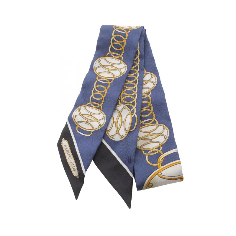 Scarves with metallic sheen -Hermes Twilly blue  Silk Scarf (Pre-Owned)