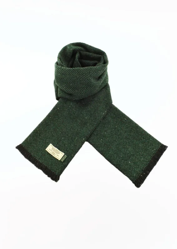 Scarves for winter layering -Mucros Donegal Scarf | Green Herringbone