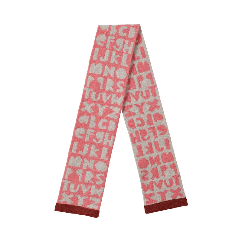 Scarves for curvy figures -Kids Alphabet Scarf - Pink