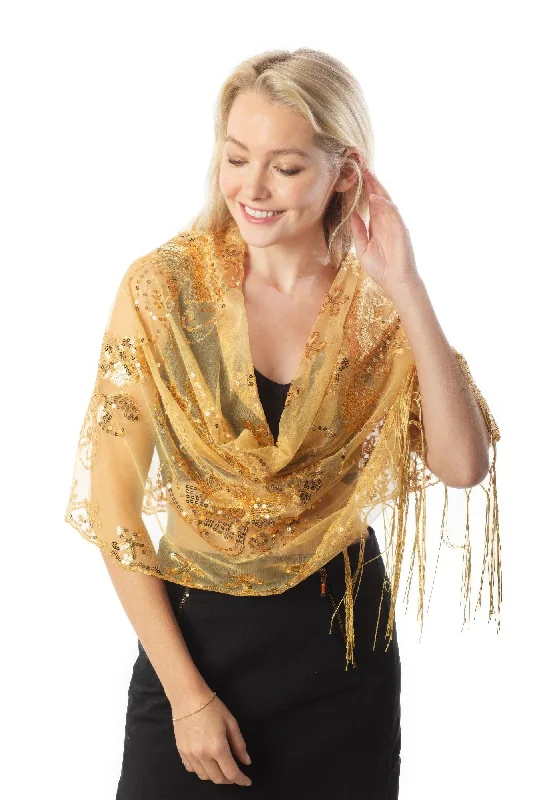 Scarves in top quality -Sequined Shawl Flower