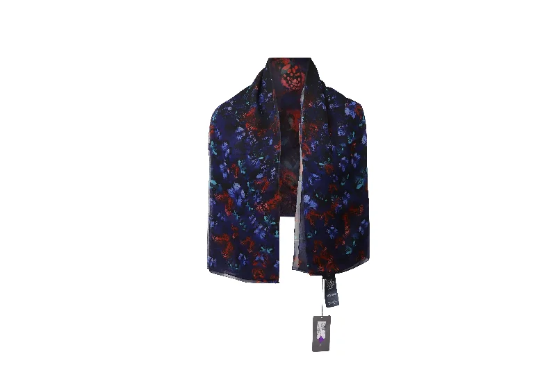 Scarves in soft silk -Alexander McQueen Butterfly in Flight Scarf in Blue Silk