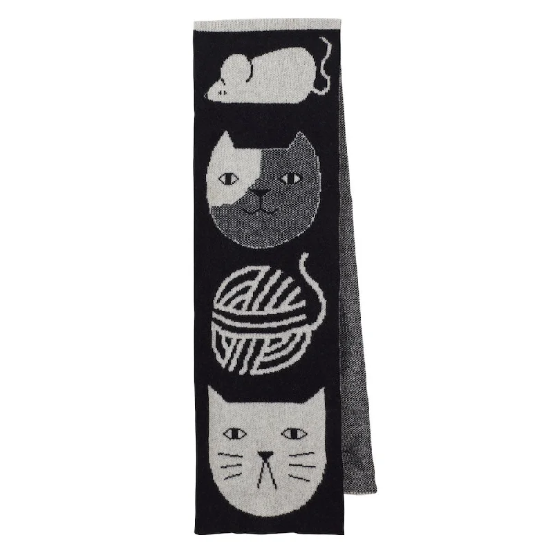 Scarves with wild designs -Mog Totem Scarf Black/ White