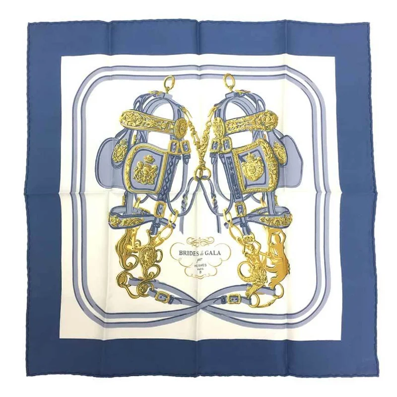 Scarves with check patterns -Hermes blue  Silk Scarf (Pre-Owned)