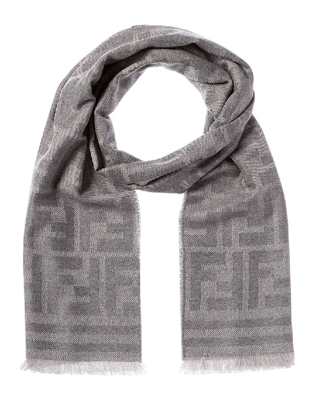 Scarves with gothic vibes -FENDI FF Logo Wool Scarf