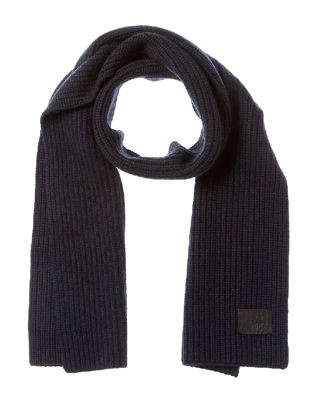 Mens Scarf Handmade-Vince Shaker Stitch Rib Knit Wool & Cashmere-Blend Scarf