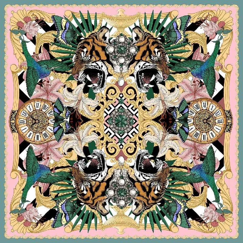 Neck Scarves sustainable-The Baroque Tiger Silk Scarf | Wool/Silk | 90x90cm [Preorder]