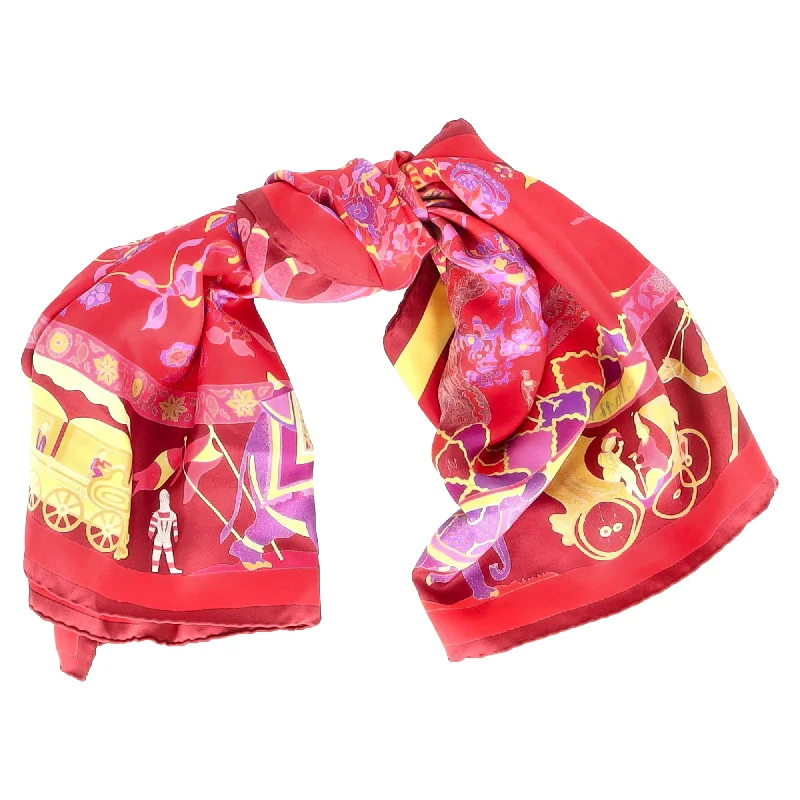 Scarves for costume parties -Hermes Fantasies Indiennes Scarf in Red Silk