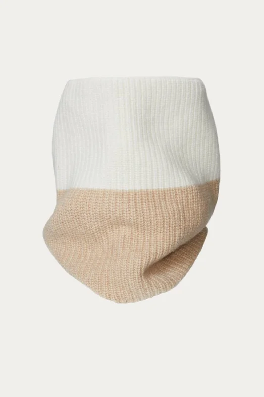 Scarves with crafted details -Minimal Snood In Ivory/camel