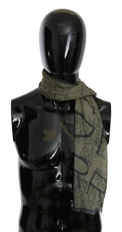 Scarves for snowy weather -GF Ferre Wool Viscose Foulard Patterned Branded Women's Scarf