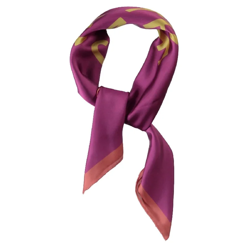 Scarves with folk designs -Women's Silky Bandana/scarf In Fuchsia With Print