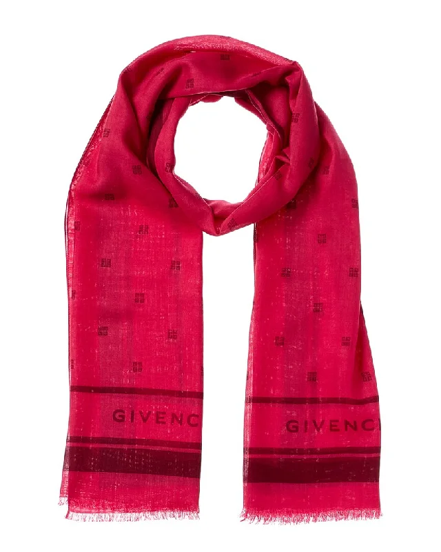 Scarves with heritage designs -Givenchy Logo Cashmere & Silk-Blend Scarf