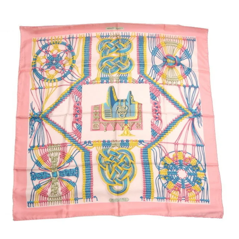 Scarves with military styles -Hermes blue pink yellow Silk Scarf (Pre-Owned)