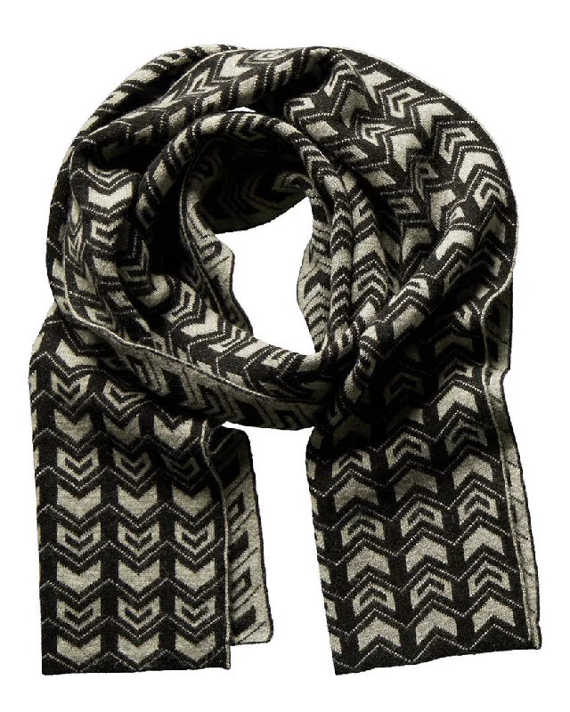 Mens Scarf Ombre-Portolano Men's Gypsy Chevron Black Wool & Cashmere-Blend Scarf