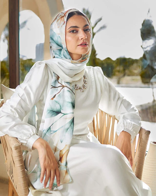 Scarves with stylish fringes -Printed Satin Scarf