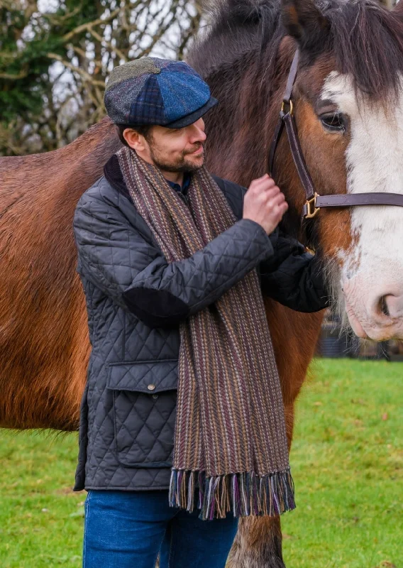 Scarves with floral stitching -Mucros Alpaca Scarf | Brown Red