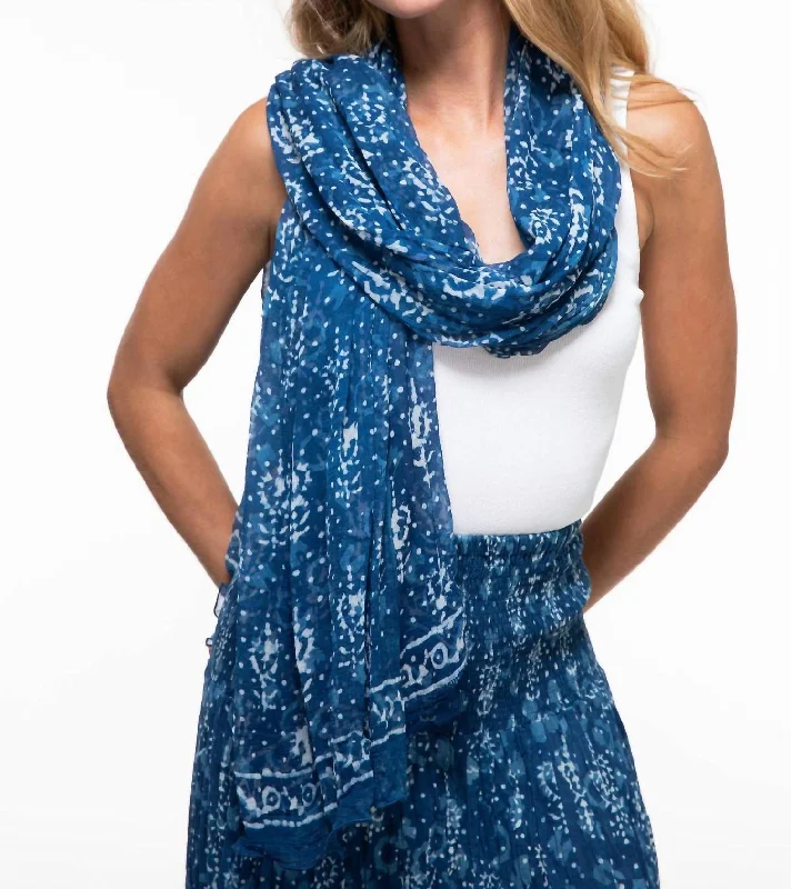 Scarves with silly prints -Gypsy Chiffon Scarf In Indigo Spade With Stars