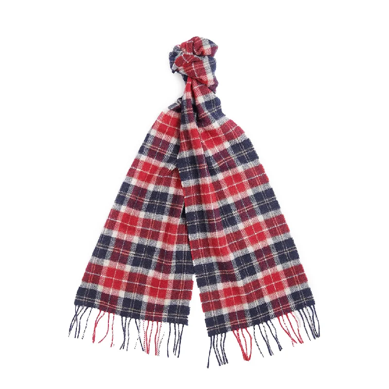 Scarves with playful fringes -Barbour Tartan Lambswool Scarf Cranberry