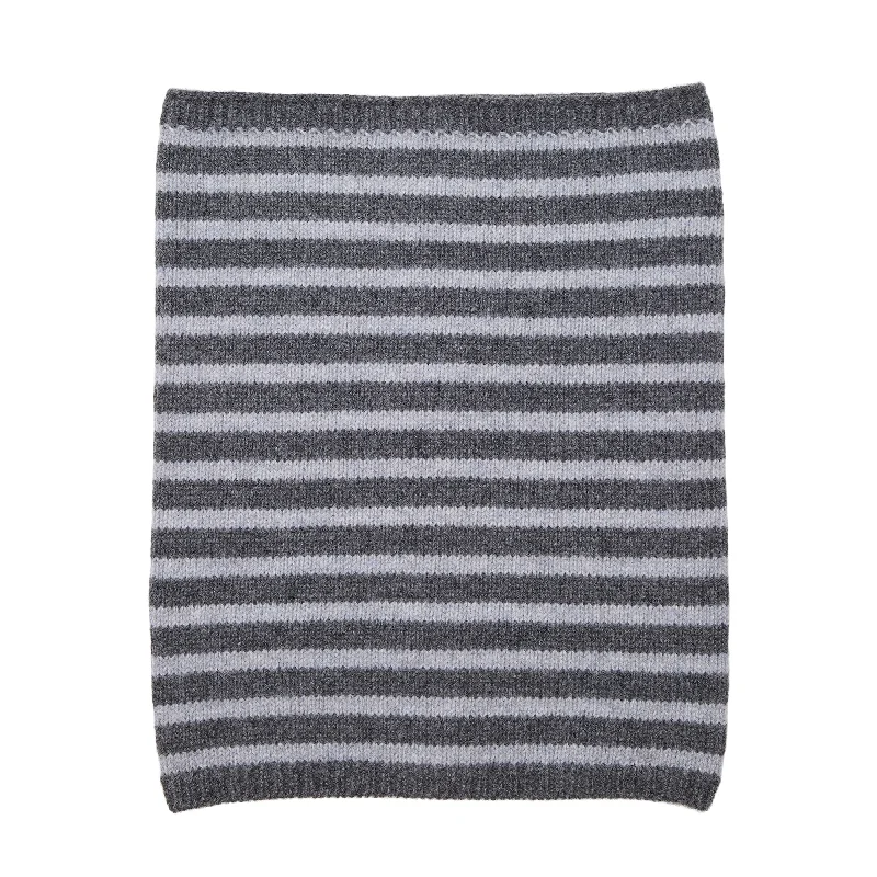 Scarves with gothic vibes -Breton Stripe Cashmere Snood - Grey/Grey