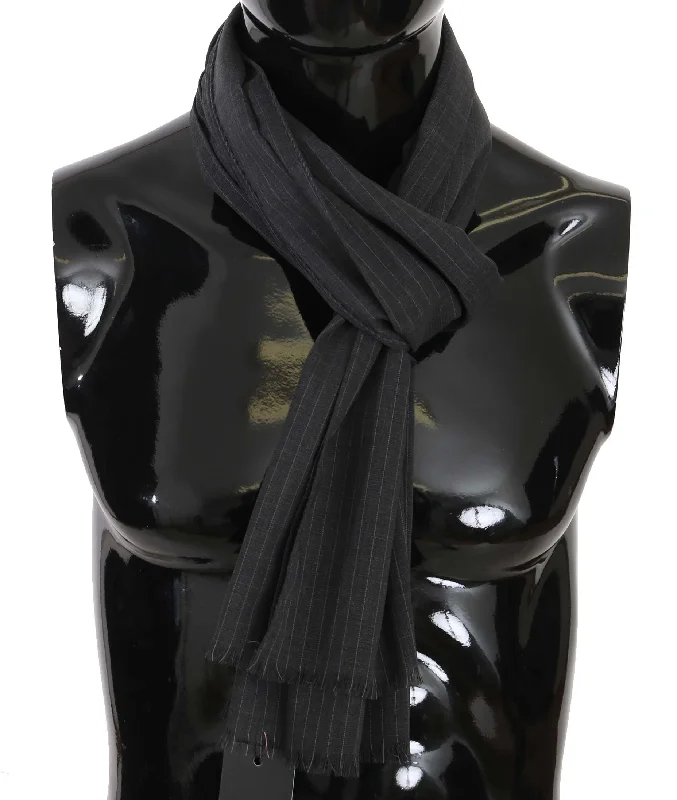 Mens Scarf Initials-Dolce & Gabbana Elegant  Striped Wool Men's Men's Scarf