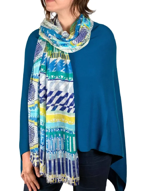 Scarves with paisley designs -Amelia Mediterranean Modal Scarf In Geometric Blue/yellow