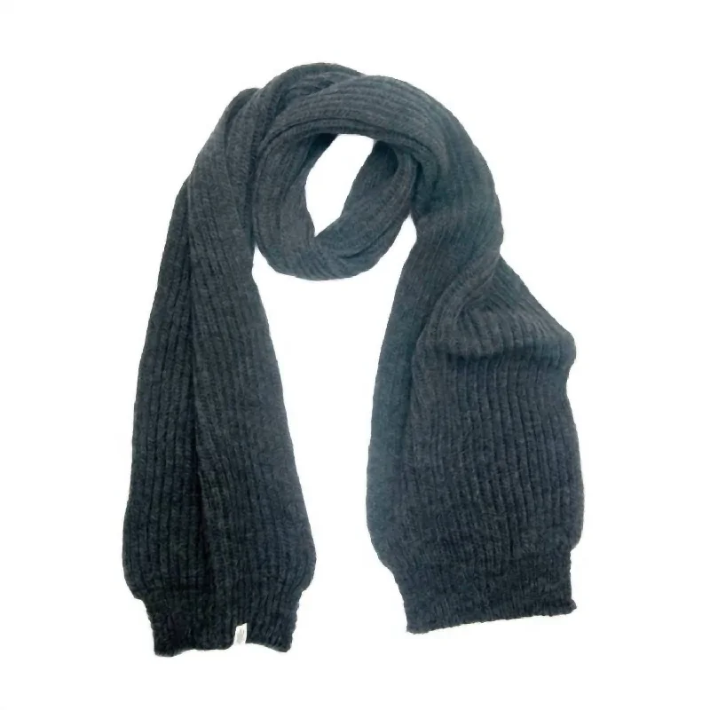 Scarves with faint patterns -Laurent Rib Scarf In Charcoal