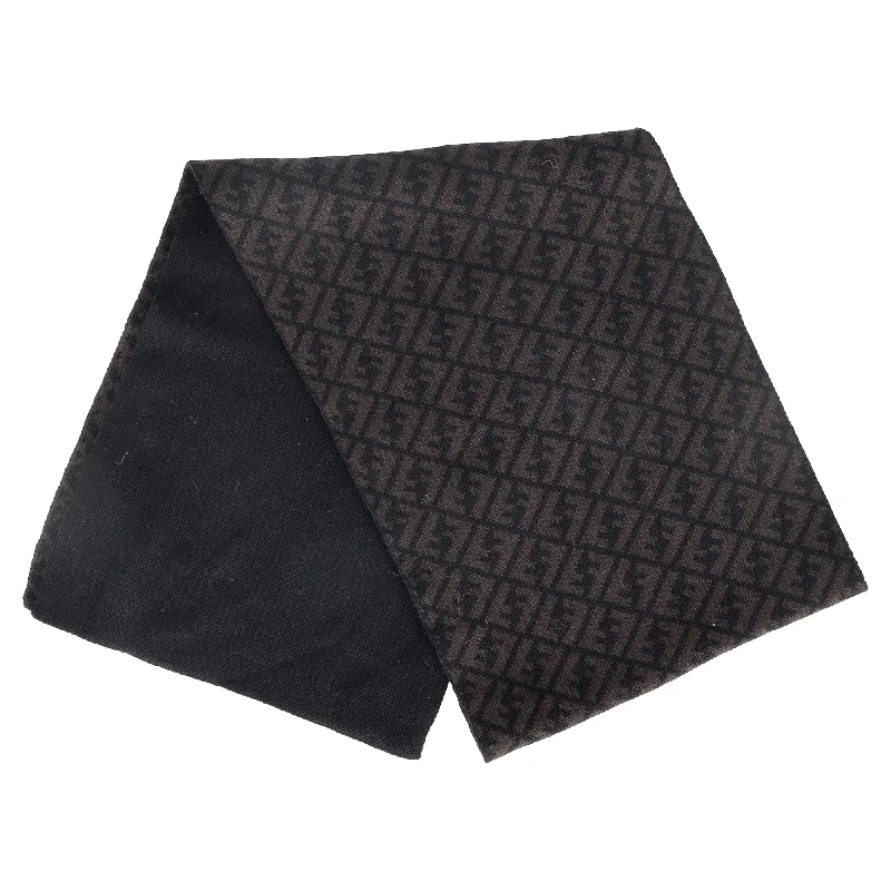 Scarves with military styles -Fendi Logo Scarf in Brown Wool