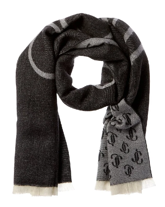 Scarves for evening strolls -Jimmy Choo Logo All Over Wool Scarf