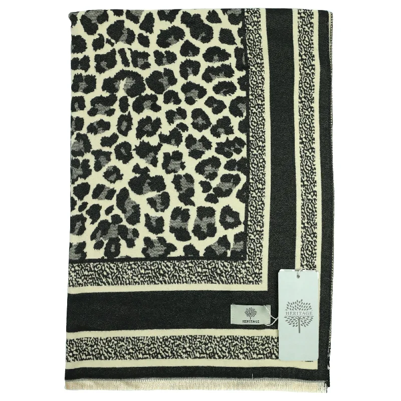 Scarves with holiday designs -Heritage Warm Cashmere Pashmina Soft Feel Scarves - Leopard