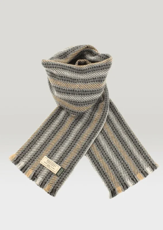 Scarves in earthy patterns -Mucros Soft Donegal Scarf | Charcoal Mix