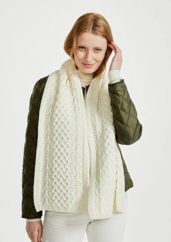 Scarves with quilted designs -Aran Tree Of Life Scarf | Natural