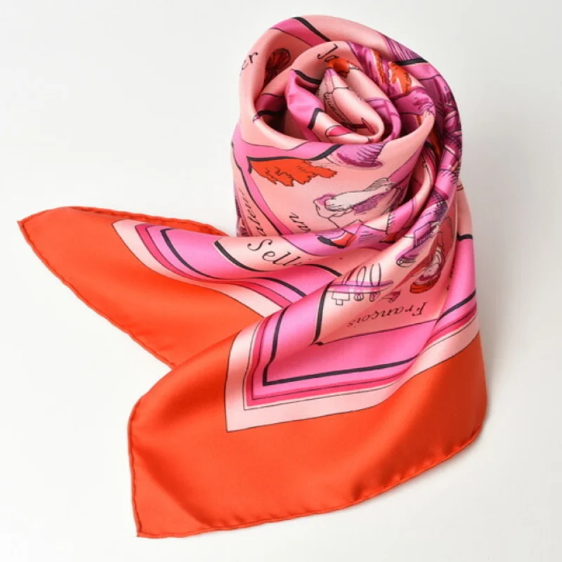 Scarves with modern prints -Hermes pink  Color Silk Scarf (Pre-Owned)