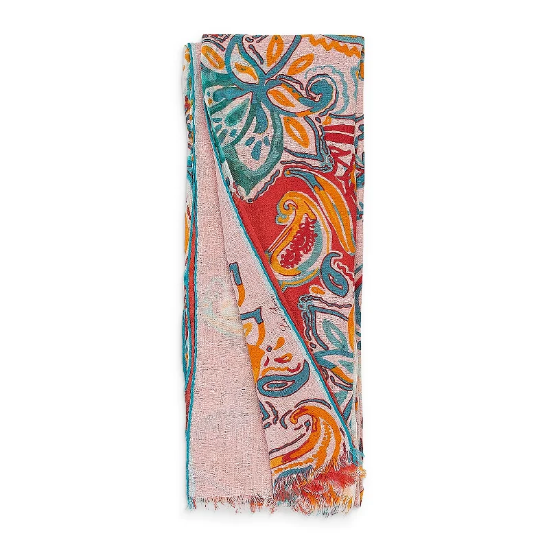 Scarves with fun fringes -CASHMERE FLORAL PRINT MULTICOLOR SCARF