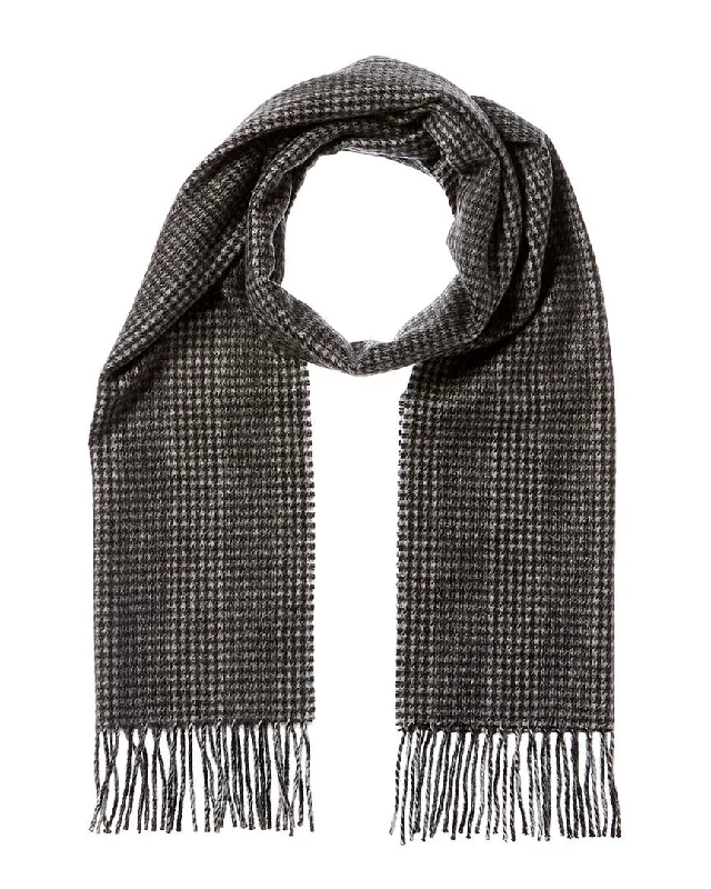 Scarves with edge trims -Amicale Cashmere Houndstooth Cashmere Scarf