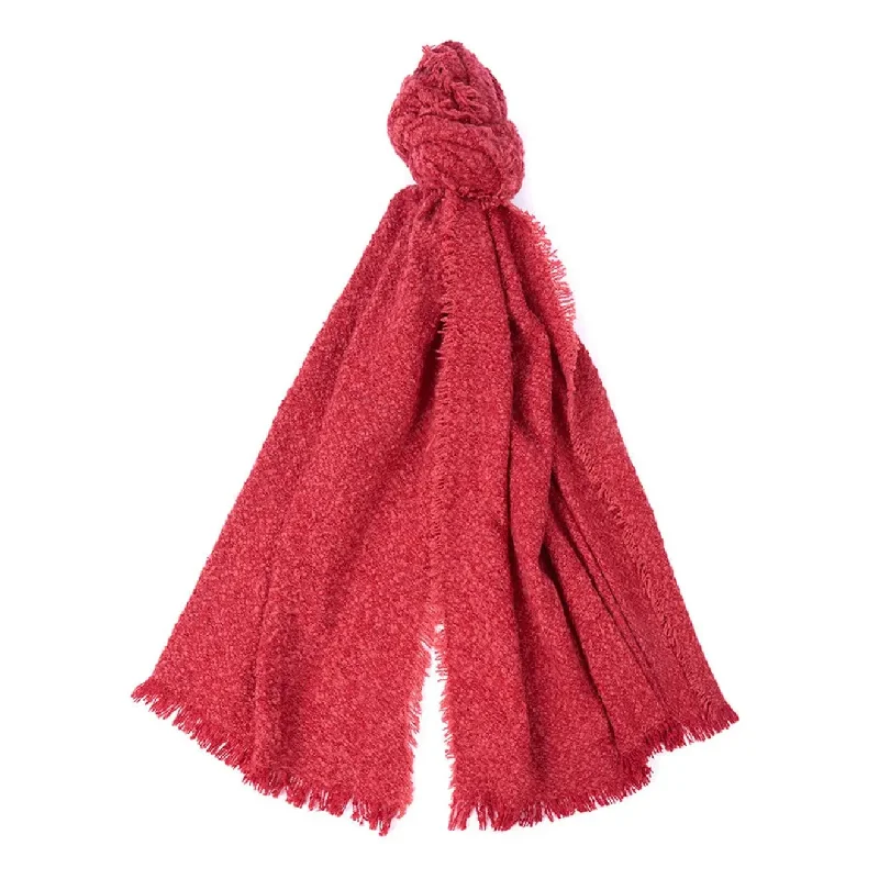 Scarves for autumn vibes -Barbour Womens Megan Boucle Wrap Claret