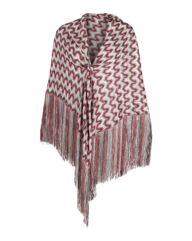 Scarves with gradient effects -Missoni Patterned Fringed Shawl in Multicolor Viscose