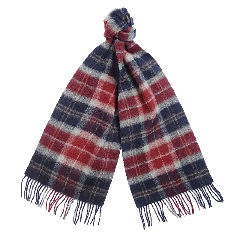 Scarves for outdoor sports -Barbour Galston Tartan Scarf Cranberry Tartan