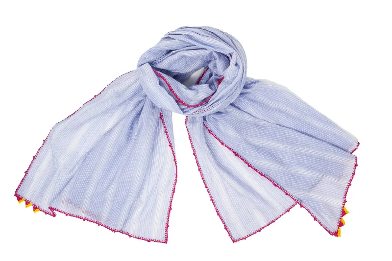 Scarves with bold stripes -Women's Large Stripes Scarf In Sky