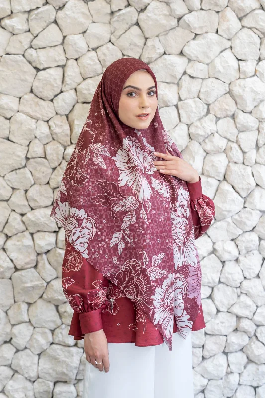 Neck Scarves great-Leysha Scarf Syar'i Red Delight