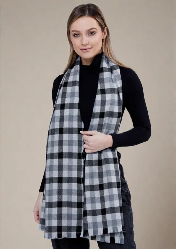 Scarves with gold metallic -Foxford Giant Merino Scarf | Charcoal Check