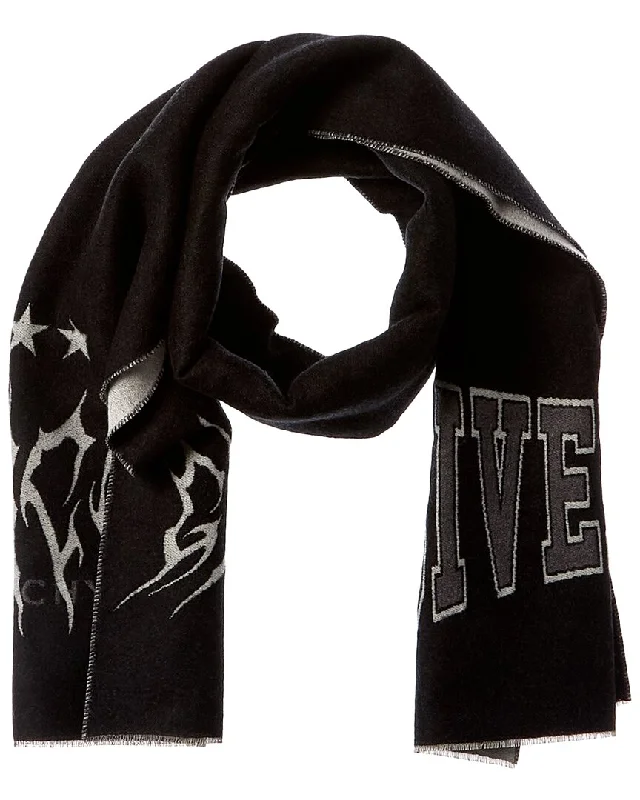 Mens Scarf Neutral-Givenchy Stars Wool & Silk-Blend Scarf