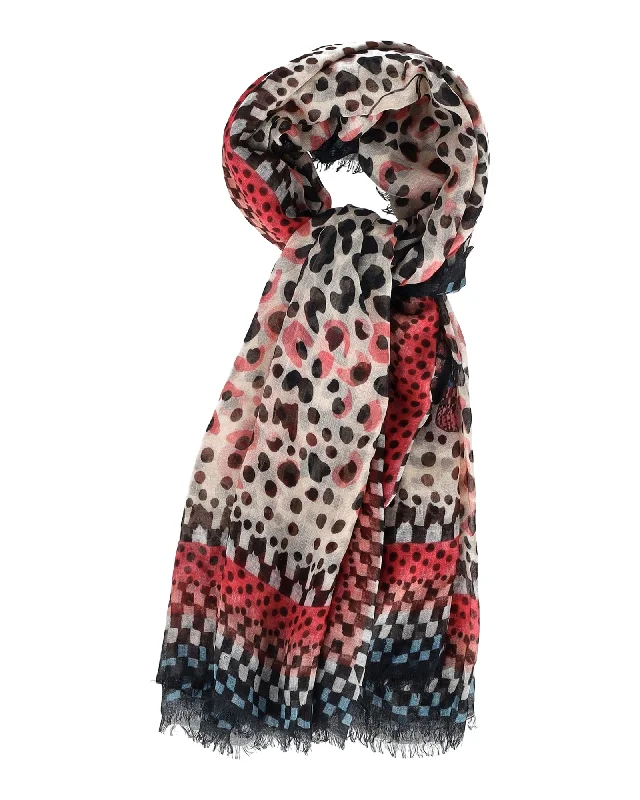 Scarves for winter parties -Temperley London Butterfly Spotted Scarf in Multicolor Silk