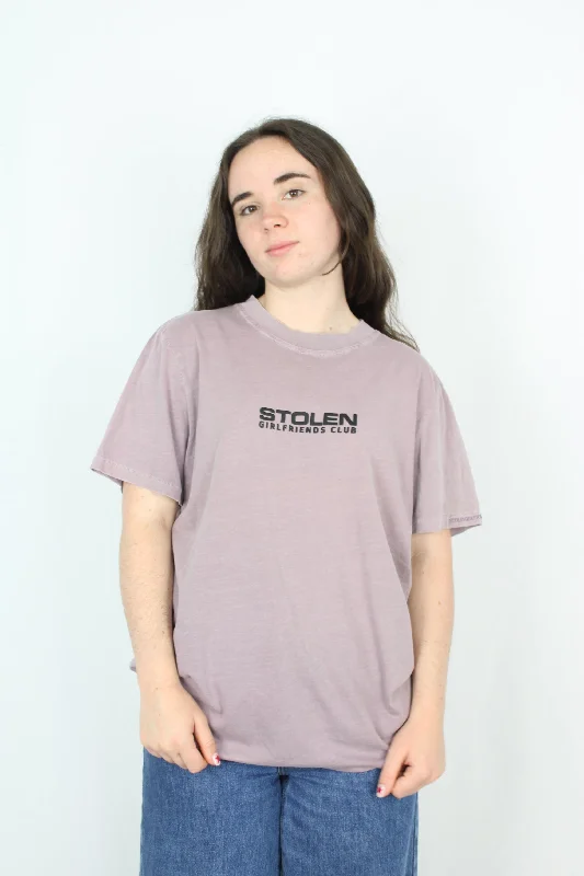 Scarves with seasonal prints -Stolen Girlfriends Club - Purple Text Logo Tee