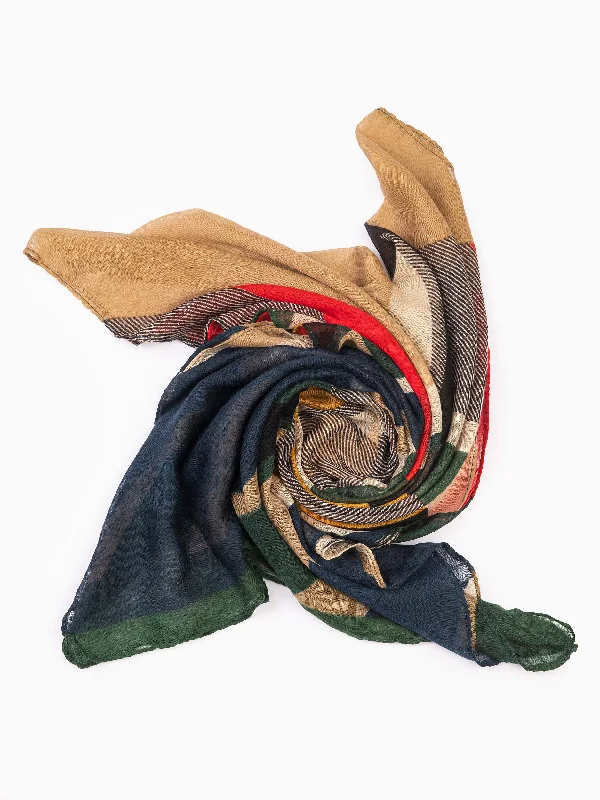 Shawls with chunky hues-Printed Viscose Scarf